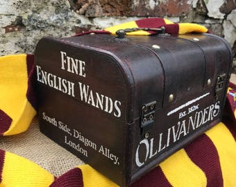 Harry Potter ollivanders fine wand makers vintage style wooden chest storage box diagon alley