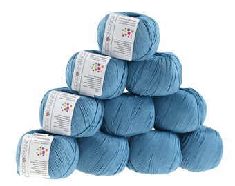 10 x 50 g knitting wool cotton breeze, #87 blue