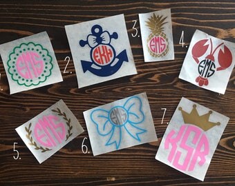 Monogram decal / Monogram Car Decal / Monogram Sticker /Laptop Decal /Yeti Decal /Car Decal