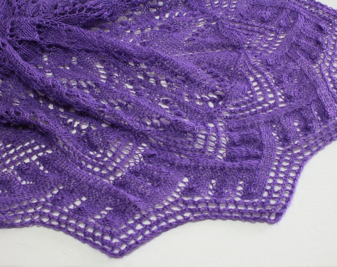 Knitted shawl, purple shawl, knit scarf, triangular scarf, mohair shawl, openwork scarf, downy shawl, lace shawl, knit shawl, knitted scarf