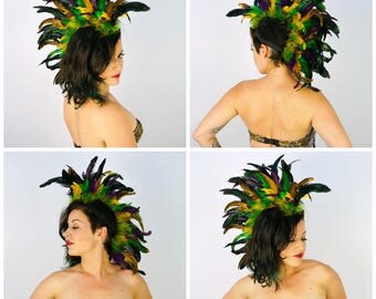 Mardi Gras Feather Mohawk Headdress