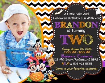 Mickey Mouse Halloween Invitation Birthday Party Mickey And Friends Invitation