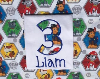 Paw Patrol birthday shirt, paw patrol shirt,1,2,3,4,5,6,7,8,9 year old birthday shirt, paw patrol birthday party, paw patrol outfit, chase
