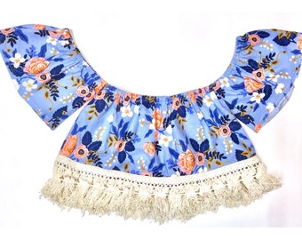 Baby Girl Crop Top, Toddler Off the Shoulder Top, Baby Boho Top, Baby Boho Crop Top, Girls Crop Top, Baby Off the shoulder top, Girls Boho