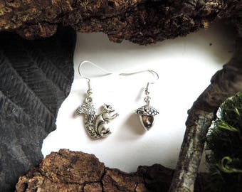 These silver squirrel and Acorn earrings.