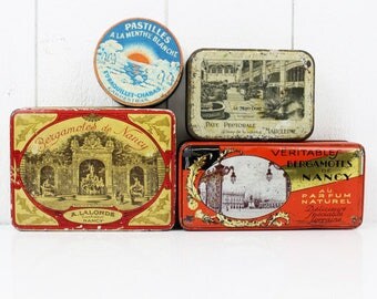 Old Box Storage, Storage Containers, French Tin Box, Antique Tin, French box, Antique Candy Box, Tin Collectibles, Bergamot, Pastille box