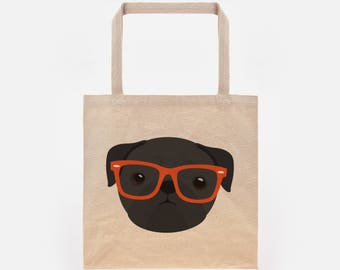 Pug Tote Bag Pug Gift Canvas Tote Dog Lover Gift Reusable