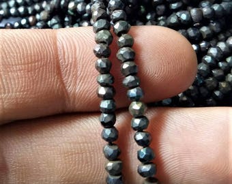 Mystic Black Spinel (coffee spinel ) Faceted Rondelles beads , 3 mm to 3.5 mm , 13 inch strand approx