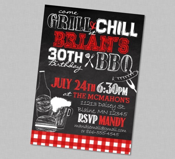 Adult Birthday BBQ Chill & Grill Party Invitation - Backyard Barbecue