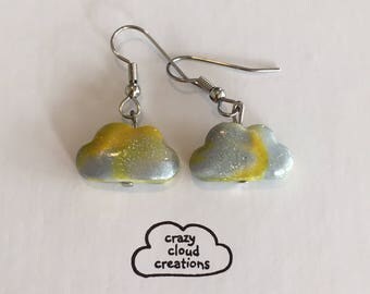 Gold & silver glitter/shimmer metallic cloud earrings