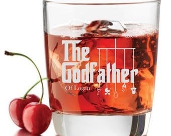 Personalized Godfather Gift,Rocks Glass, Whiskey Glass Elegant Will You Be My Godfather Gift, Baptism Gift, For The Godfather, Godparents