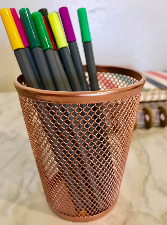 Rose Gold pen cup holder Desk OrganizerGiftOffice