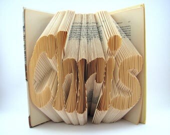Custom folded book - Name - Book sculpture - Altered book - Gift - Name on demand