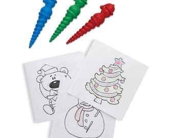 Christmas Arts & Crafts for Kids - Snowmen Shaped Crayons with Festive Drawings a Seasonal Activity Great For Classrooms / Nursery (1260999)