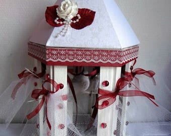 TABLE DECORATION wedding "birdcage" red/white