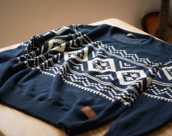 Knitted Navajo Sweater Native Pattern Vintage