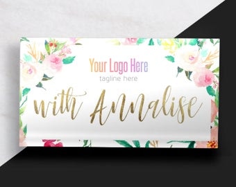 Boutique Business Card // Floral and Gold Business Card