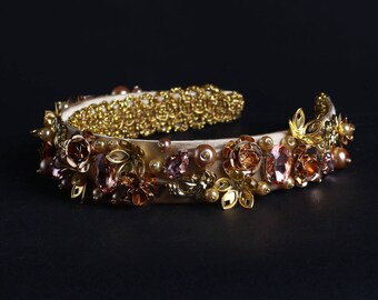 Baroque Hand-Sewn Stellalou Headband Full Of Crystal