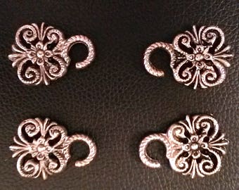 Flower scroll Dirndl hooks. Miederösen. Dirndl buttons loops. Clasps. Metal hooks loops. Trachten ösen. Metal pewter steampunk hardware .