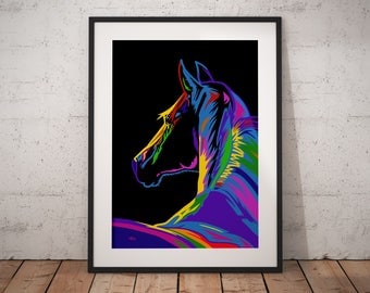 Gift for horse lover, gift for woman, horse painting, horse wall art, horse decor, horse print, horse art, horse gift, wall picture, pop art