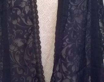 Cotton and viscose and Black Lace scarf