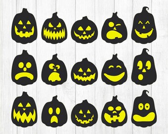 INSTANT DOWNLOAD - Pumpkin Face Svg, Pumpkin Faces Clipart, Halloween Svg File, Halloween Clipart, Jack-O-Lantern Svg File, Pumpkin Svg File