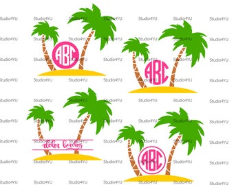Palm Tree svg palm tree monogram frames svg beach monogram svg palm beach svg files for cricut svg for silhouette vector cut files svg dxf