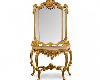 Gold leaf mirror and Dresser Set