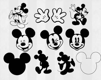 Mickey Mouse SVG Bundle, Mickey Mouse clipart, Mickey cut files, svg files for silhouette, files for cricut, svg, dxf, eps, cuttable design