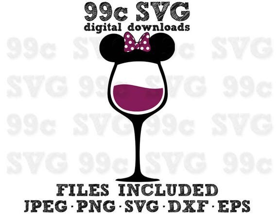 Download Minnie Bow Wine Glass SVG DXF Png Vector Cut File Cricut