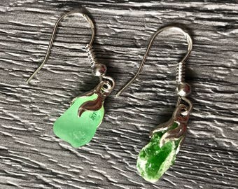 Quirky green sea glass earrings