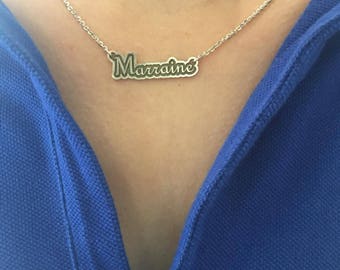 Collier de marraine/ godmother necklace/ Custom word necklace/ Name Jewelry/ Children Names Necklace/ Personalized Necklace/sterling silver