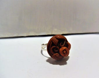 Burgundy flower ring