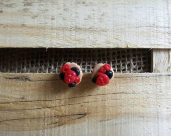 Pair earrings Mufin red fruit