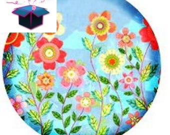 1 glass domed flowers 14 mm cabochon