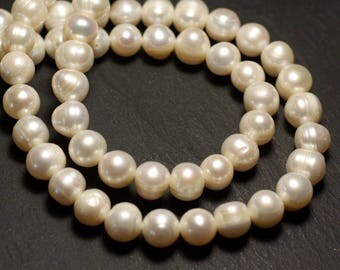 Wire tray measures 38cms 42pc approx - balls 9-11mm iridescent white freshwater cultured pearls