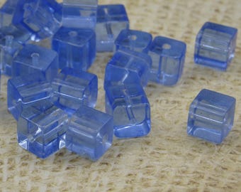 20 8mm square blue handmade Lampwork Glass Beads