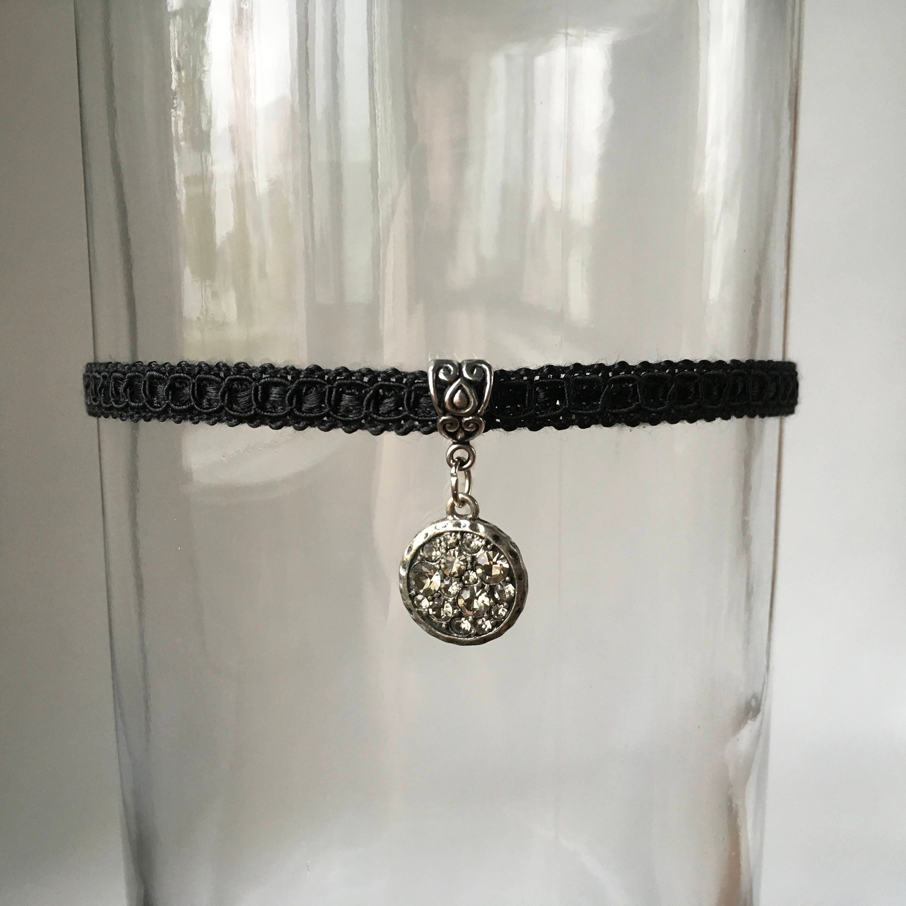 Black Gothic Victorian Woven Day Collar With Metal Embellishments Kitten Play Collar Choker Black Gothic Victorian Woven Day Collar With Metal Embellishments Kitten Play Collar Choker