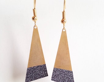 Glitter - gold tone dangle earrings