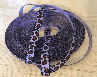 3/8 (9mm) purple leopard print grosgrain ribbon 2 yards