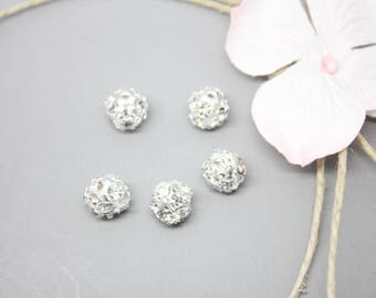 3 Silver filligree - SC00512 - 8mm rhinestones beads