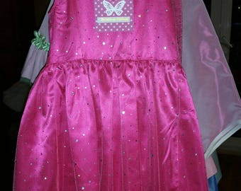 Costume girl pink satin and tulle rhinestone
