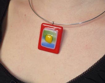 "Costa Rica" necklace, fused glass