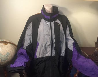 1990's plus size nylon purple grey vintage 80s 90s Windbreaker 90s sweatshirt retro 90s clothing plus size