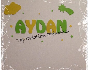 Name personalized - 15 cm tall no glitter painted wood letter