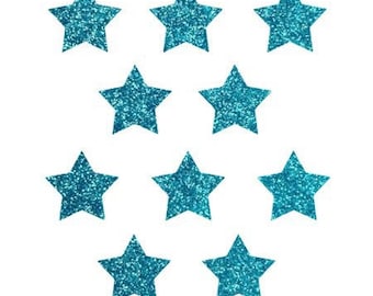 10 little stars clothing blue glittery 15x15mm