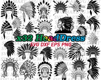 headdress svg, native american, indian headdress, aztec tribe, tribe chief, tribal chief, vector, silhouette, png, eps, dxf, clipart