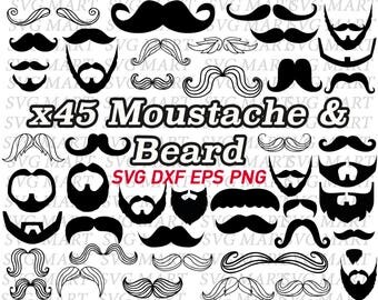 beard svg , mustache svg, mostache svg, clipart, decal, stencil, vinyl, eps, dxf, png, line art, vector, silhouette, circuit, cut files
