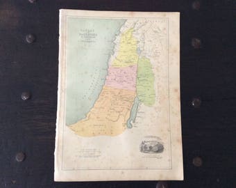 Antique 1860s Map Palestine / Canaan / Testament / Lithograph Print / Victorian / Israel / Bethlehem / Israel / Jewish