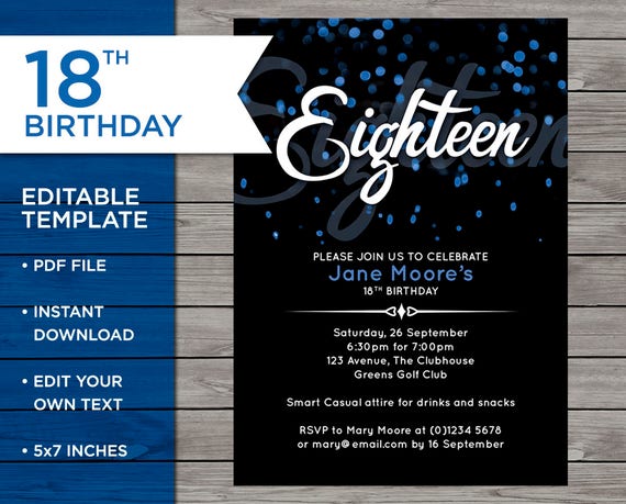 Invitation Template For 18th Birthday